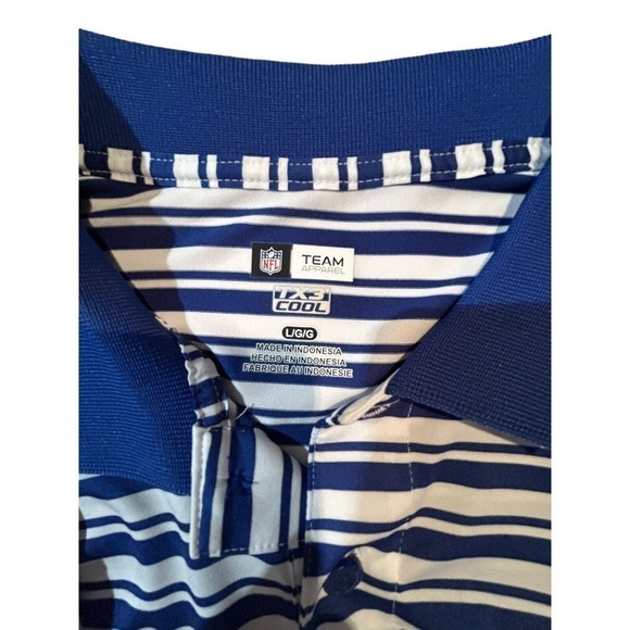 Indianapolis Colts NFL Team Apparel Cool Polo Shirt - Blue, White Striped Size L - Picture 11 of 15